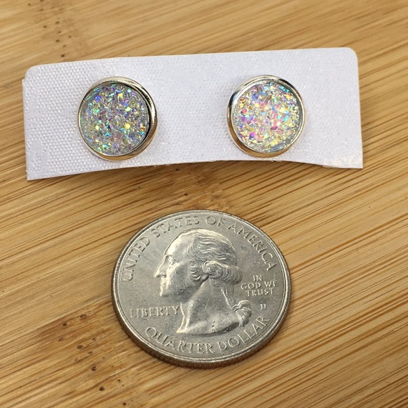 Acrylic ( Druzy Look Like ) Stud Earrings - Picture 3 of 3